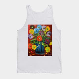 A beautiful of a painting of colorful mixed flowers in a turquoise vase Tank Top